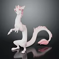 White Fantasy Dragon Character With Pink Accents Standing Long Tail