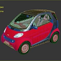 Red Small Compact Car With Black Roof And Modern Two Seater Design