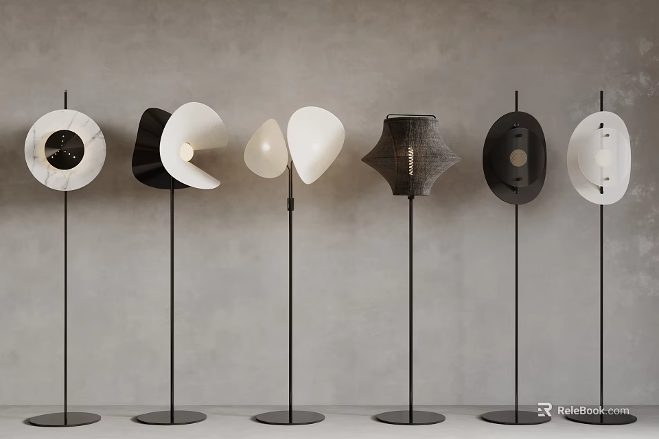 Modern Floor Lamps With Various Designs On 3d model 