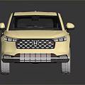 Beige Modern SUV Car With Front Grille Black Wheels And Reflection On Dark Background