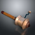 Manual Kitchen Grinder With Wooden Handle Metal Body And Textured Base Rotating Lever