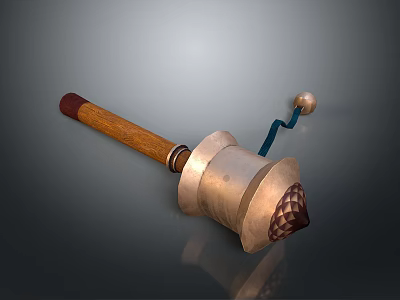 Manual Kitchen Grinder With Wooden Handle Metal Body And Textured Base Rotating Lever 3d model