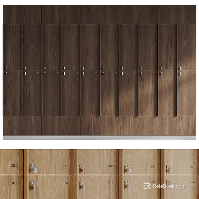 Wooden Sports Equipment Lockers With Multiple Compartments And Secure Locks For Gyms 3d model 