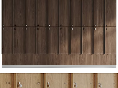 Wooden Sports Equipment Lockers With Multiple Compartments And Secure Locks For Gyms 3d model