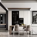 Modern Living Dining Room Interior Design With Sofa Dining Table And Wooden Cabinets