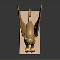 Ornate Golden Winged Lion Statue With Detailed Wings And Square Base