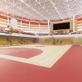 Indoor Sports Stadium With Basketball Court Spectator Seats And Wooden Floor