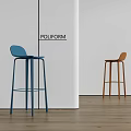 Modern Poliform Bar Stools in Blue and Brown for Contemporary Interior Setting 3d model
