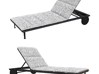 Modern Lounge Chair Design With Black Metal Frame And Patterned Cushion 3d model