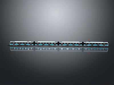 Sleek Modern Train With Silver Carriages Blue Lights And Reflective Surface 3d model