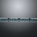 Sleek Modern Train With Silver Carriages Blue Lights And Reflective Surface