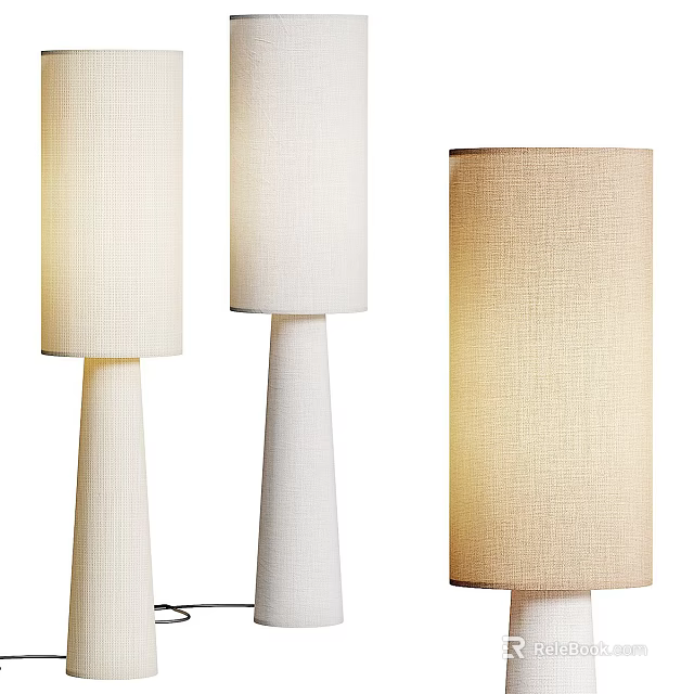 Modern Minimalist Floor Lamps With Linen Shades And Tapered Bases 3d model 
