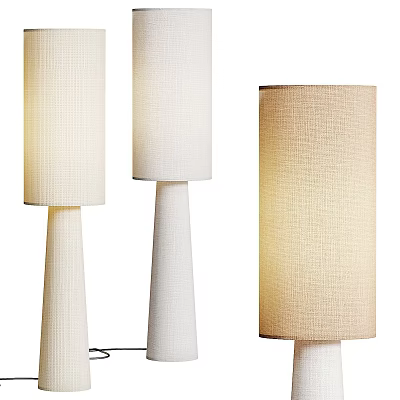 Modern Minimalist Floor Lamps With Linen Shades And Tapered Bases 3d model