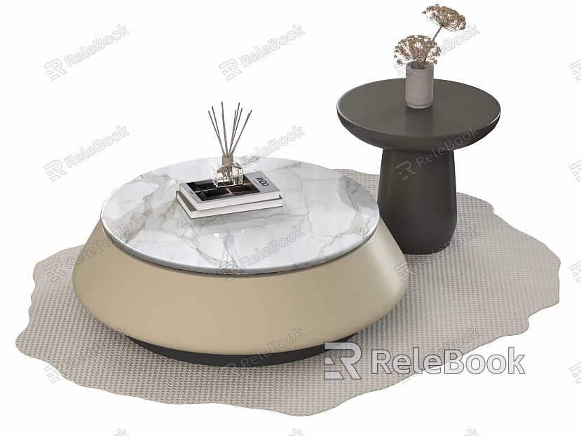 Cream wind coffee table combination side a few round a few ornaments model