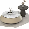 Cream wind coffee table combination side a few round a few ornaments 3d model