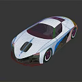 White Sports Car With Streamlined Design Blue Stripes And Sleek Modern Body