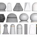 Various Shaped Roadside Facilities With Concrete Stone And Textured Surface Designs 3d model