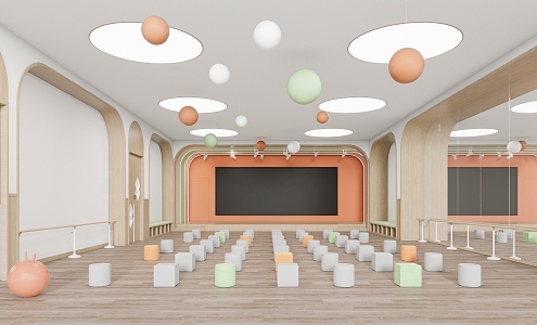 Modern Kindergarten Multi-function Room Dance Room 3d model