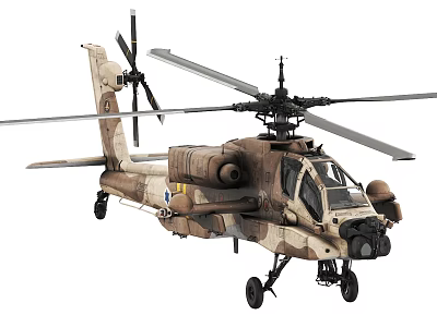 Camouflaged Military Helicopter With Dual Rotors Weapon Systems And Cockpit 3d model