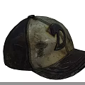 Vintage Worn Baseball Cap With Black Beige Design And D Logo