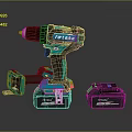 FPTools Cordless Drill With Teal And Black Design Battery Pack And Charger