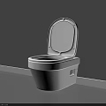 Modern White Toilet with Open Lid and Clean Lines Against Gray Wall Interior