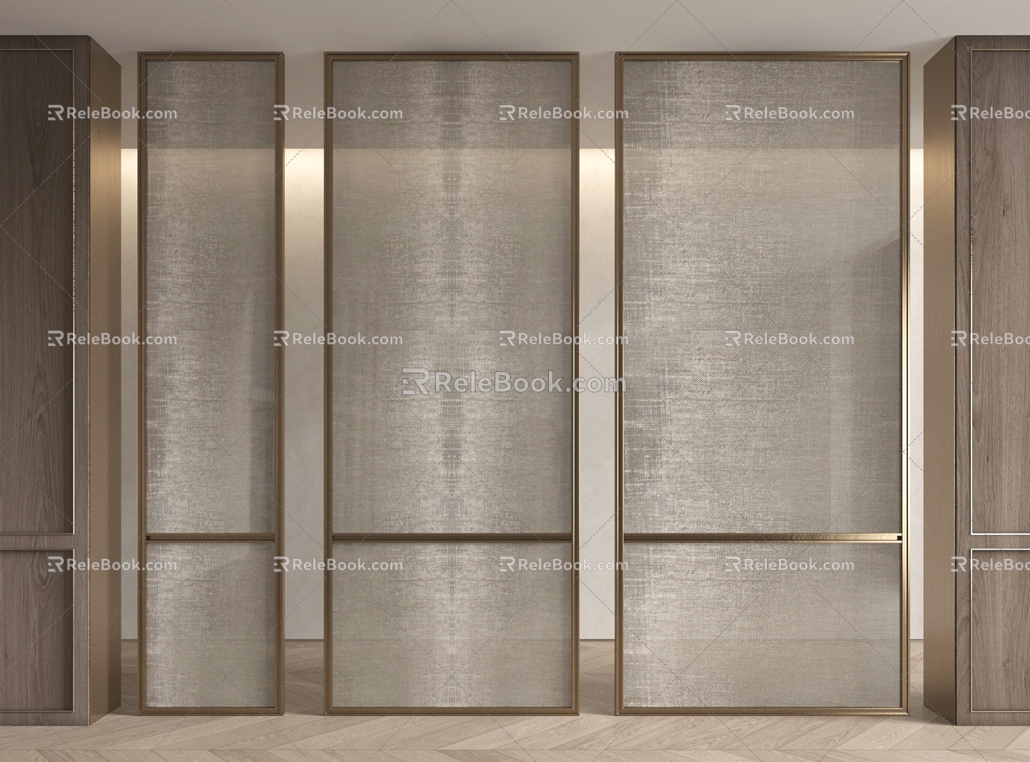 Modern metal frame wire glass partition wire glass screen 3d model