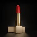 Elegant Cosmetics Lipsticks With Various Colors Golden Cases On Red Background
