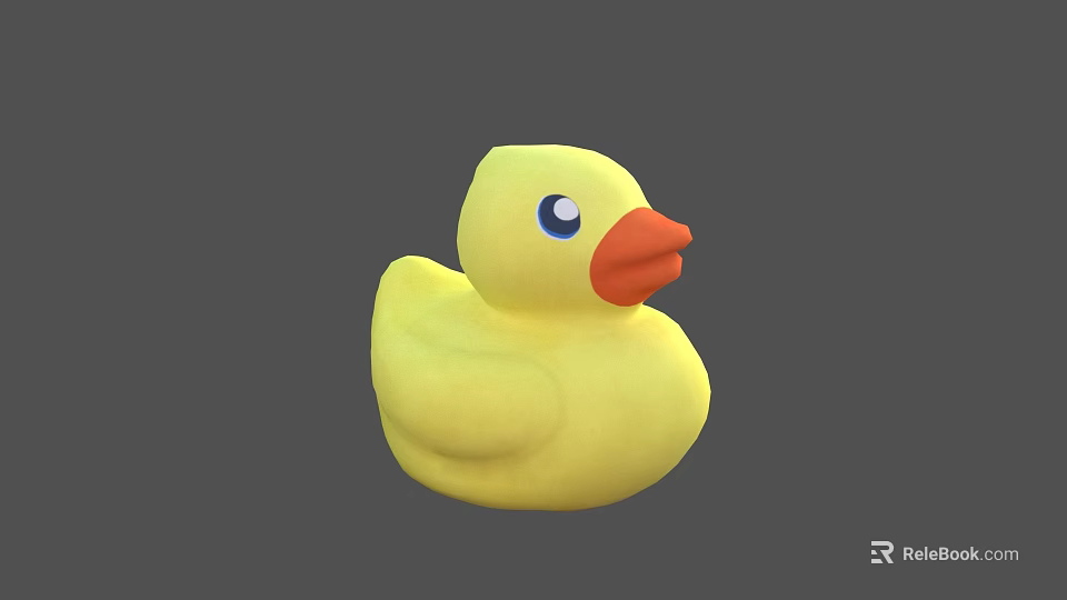 Yellow Rubber Duck Toy With Blue Eyes And Orange Beak 3d model 