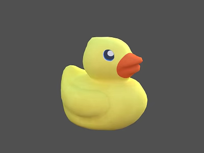 Yellow Rubber Duck Toy With Blue Eyes And Orange Beak 3d model