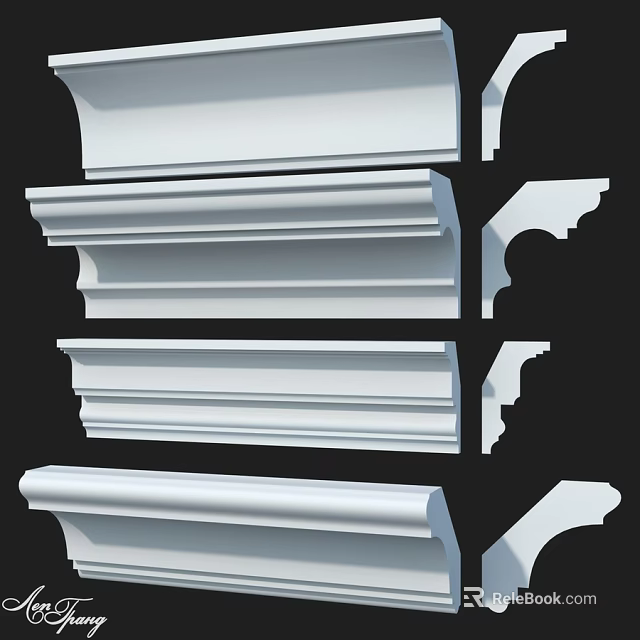 White Architectural Building Components With Multiple Decorative Designs And Styles 3d model 