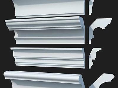 White Architectural Building Components With Multiple Decorative Designs And Styles 3d model