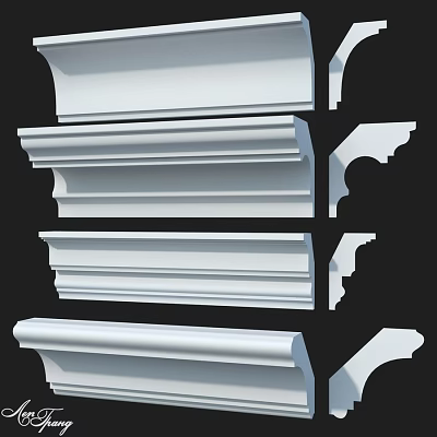 White Architectural Building Components With Multiple Decorative Designs And Styles 3d model