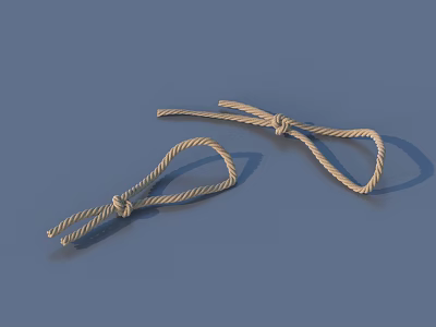 Two Beige Knotted Ropes On Blue Background For Daily Living Use 3d model