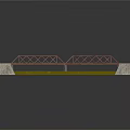 Metal Truss Bridge Structure Featuring Concrete Piers And Green Water Area