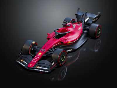 Red Formula One Race Car With Sleek Aerodynamic Design On Black Background 3d model