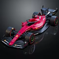 Red Formula One Race Car With Sleek Aerodynamic Design On Black Background
