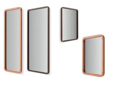 Modern Wall Mirrors With Wooden Frames In Different Sizes And Shapes 3d model