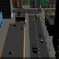 Cartoon Scenery Featuring City Street With Colorful Buildings Cars And Urban Roads