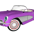 Purple Classic Convertible Sports Car With Vintage Design And Open Top