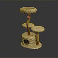 Cozy Cat Tree With Multiple Plush Platforms Wooden Posts And Hiding Hole 3d model