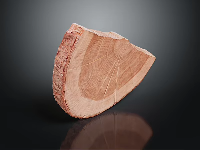 Natural Wood Slice with Distinct Annual Rings and Smooth Wooden Grain Texture 3d model