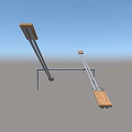 Outdoor Playground Equipment With Cross Metal Frame And Wooden Steps For Kids Balance Training
