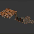 Building Structure With Metal Frame And Modular Gray Panel Components