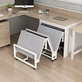 Foldable Rolling Tables With Gray Top And White Frame In Office Workspace