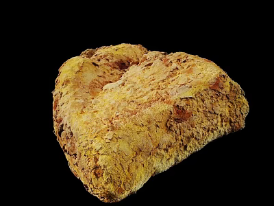 Rough Surface Yellow Bread With Dark Spots And Irregular Shape On Black Background 3d model