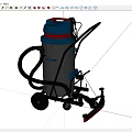 Industrial Wheeled Vacuum Cleaner With Metal Tank Blue Red Hose And Cleaning Head
