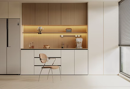 Modern Cream Style Sideboard Refrigerator Cabinet 3d model