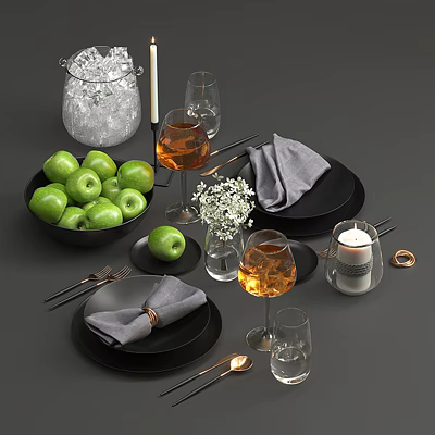 Modern Tableware Tableware Food Fruit Wine Glass 3d model