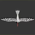 White Bird With Red Beak And Long Legs Spread Wings On Gray Background With Reflection